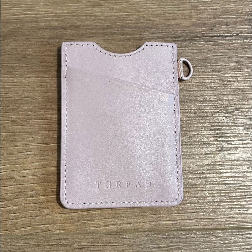 Thread Pink Lilac Card Holder Leather Elastic Wallet